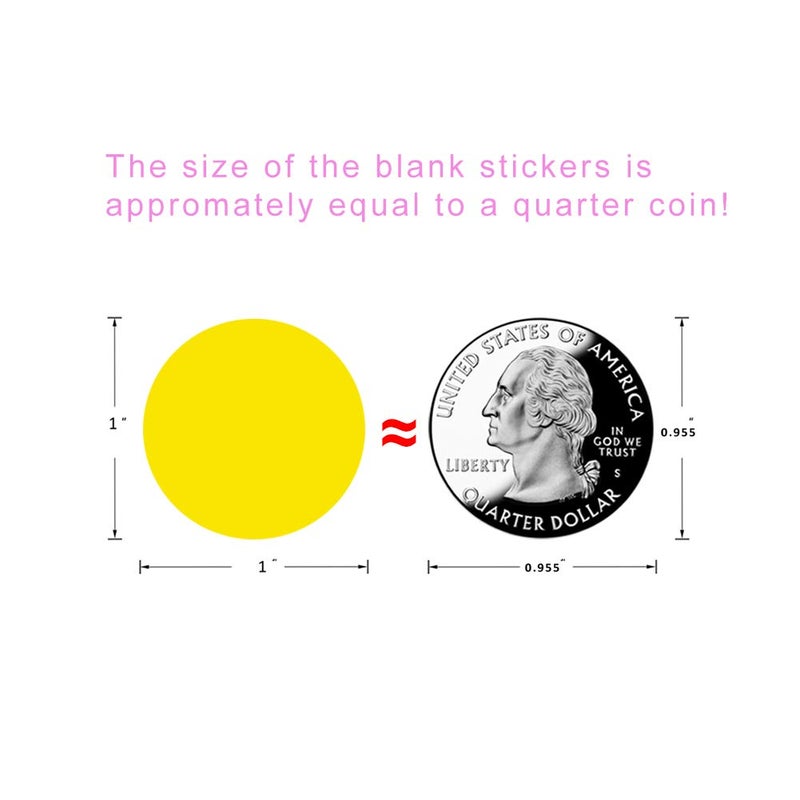 Hcode 1 Inch Color Coding Label Price Stickers - Garage Sale Blank Yard Sale Round Permanent Adhesive Dots - Glossy Writable Paper Labels 1000 Pieces - Image 3